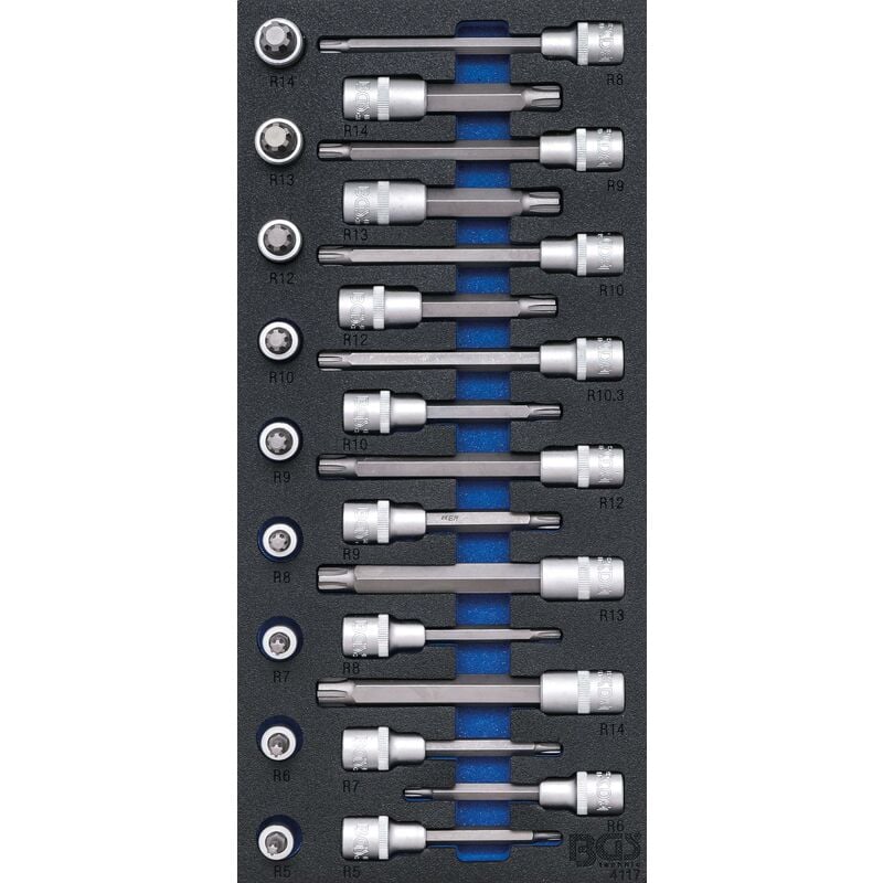 foto del prodotto bgs technic modulo per carrelli portautensili 1 3 serie di bussole profilo a cuneo per ribe 25 pz.