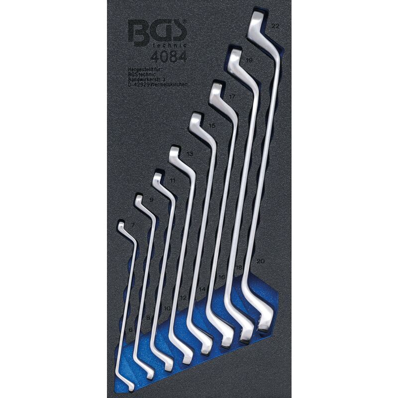 foto del prodotto bgs technic modulo per carrelli portautensili 1 3 serie di chiavi a doppio anello 6 x 7 20 x 22 mm gomito stretto 8 pz.