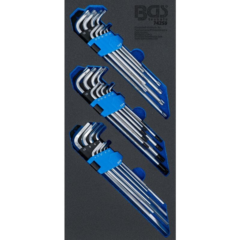 foto del prodotto bgs technic modulo per carrelli portautensili 1 3 serie di chiavi ad angolo extra lunghe profilo a t per torx , profilo a t per torx con