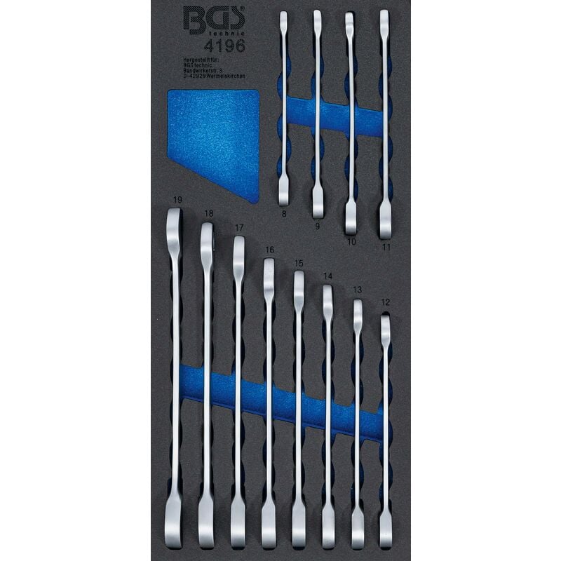 foto del prodotto bgs technic modulo per carrelli portautensili 1 3 serie di chiavi combinate a cricchetto 8 19 mm 12 pz.