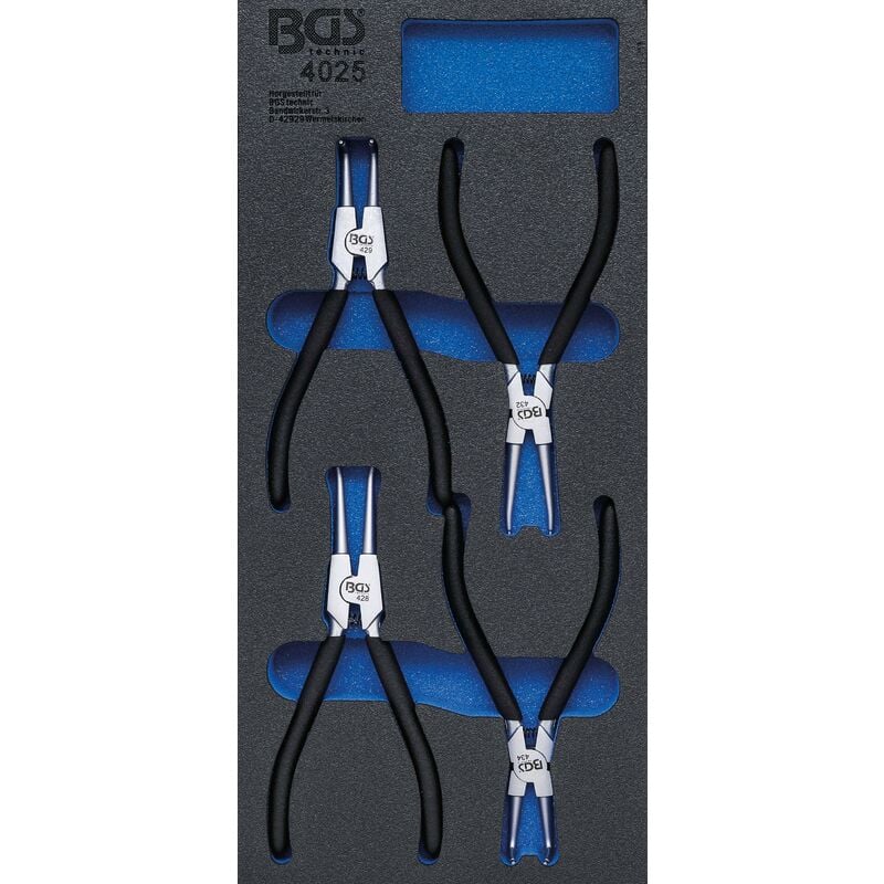 foto del prodotto bgs technic modulo per carrelli portautensili 1 3 serie di pinze per anelli seeger 4 pz.