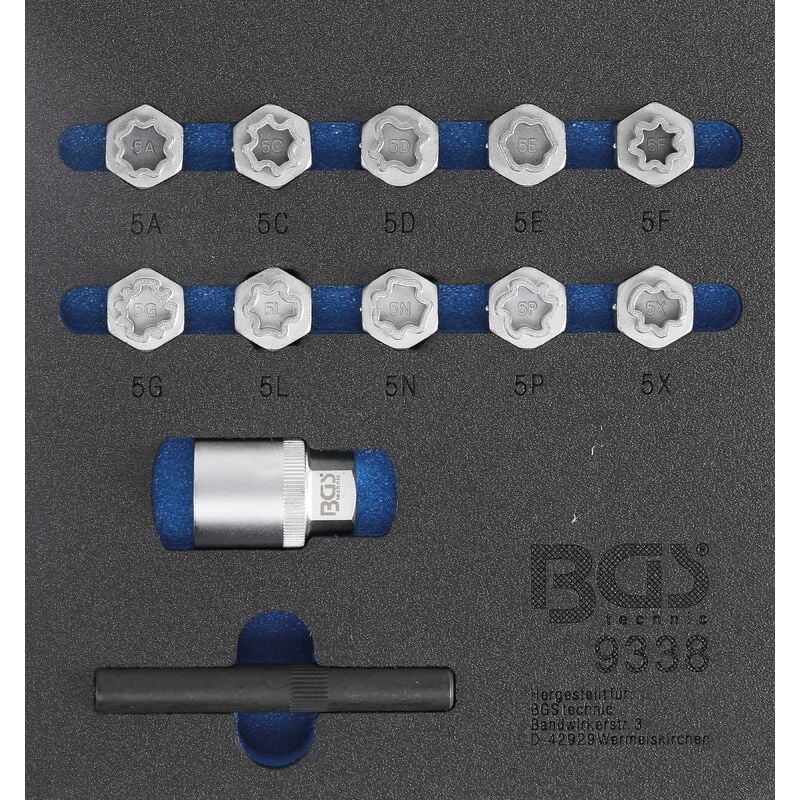 foto del prodotto bgs technic modulo per carrelli portautensili 1 6 set di utensili per bulloni di sicurezza per mercedes benz 12 pz.