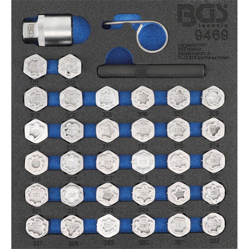 foto del prodotto bgs technic modulo per carrelli portautensili 1 6 set di utensili per bulloni di sicurezza per mercedes benz 35 pz.