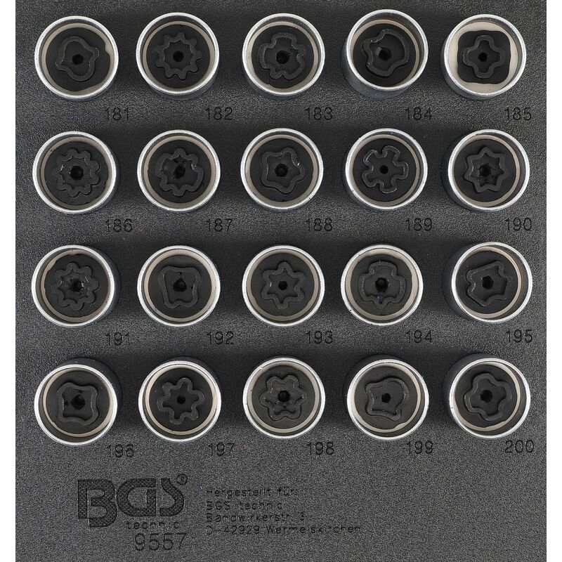 foto del prodotto bgs technic modulo per carrelli portautensili 1 6 set di utensili per bulloni di sicurezza per opel tipo b 20 pz.