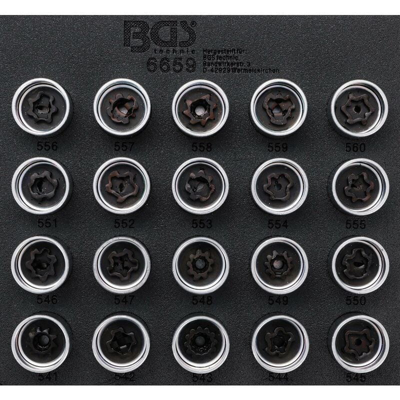 foto del prodotto bgs technic modulo per carrelli portautensili 1 6 set di utensili per bulloni di sicurezza per vag 20 pz.