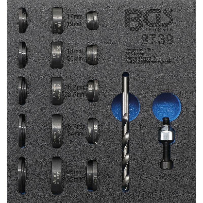 foto del prodotto bgs technic modulo per carrelli portautensili 1 6 set punzonatrice per sensori di parcheggio 17 32 mm