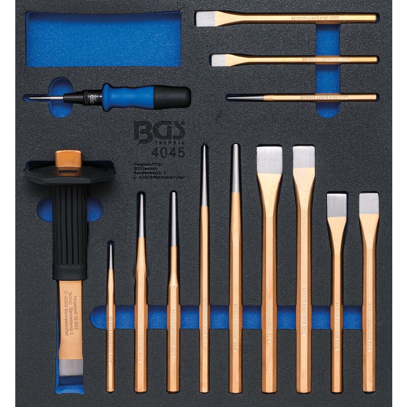 foto del prodotto bgs technic modulo per carrelli portautensili 2 3 punzone, cacciaspine, scalpello 14 pz.