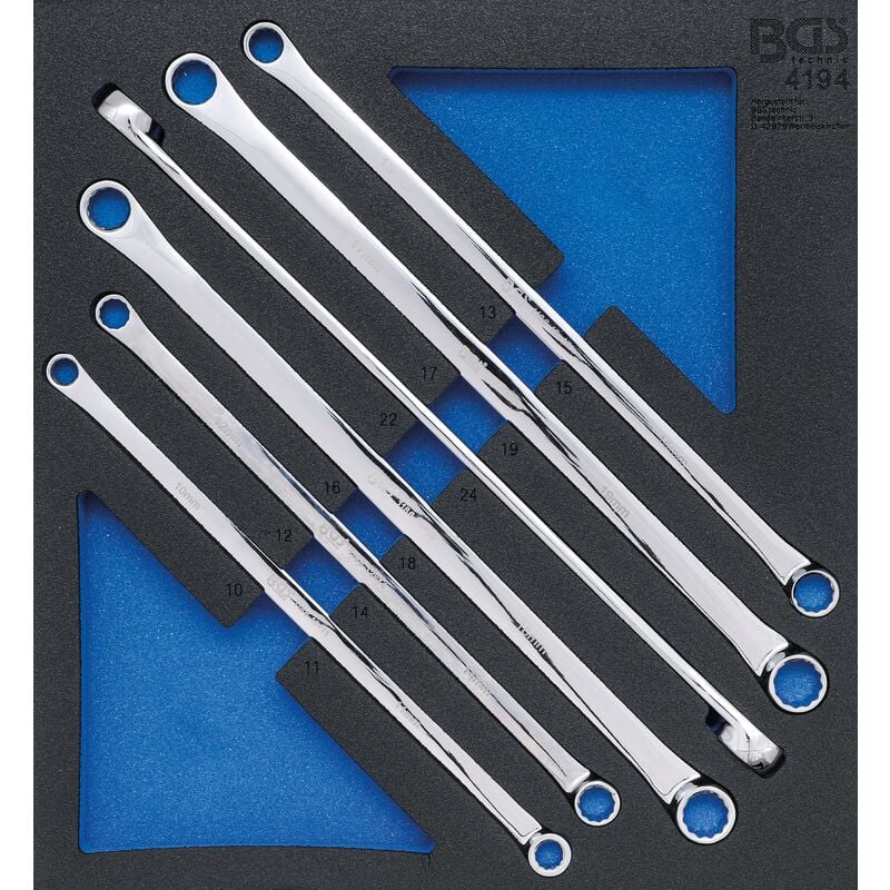 foto del prodotto bgs technic modulo per carrelli portautensili 2 3 serie di chiavi a doppio anello extra lunghe 10 x 11 22 x 24 mm 6 pz.