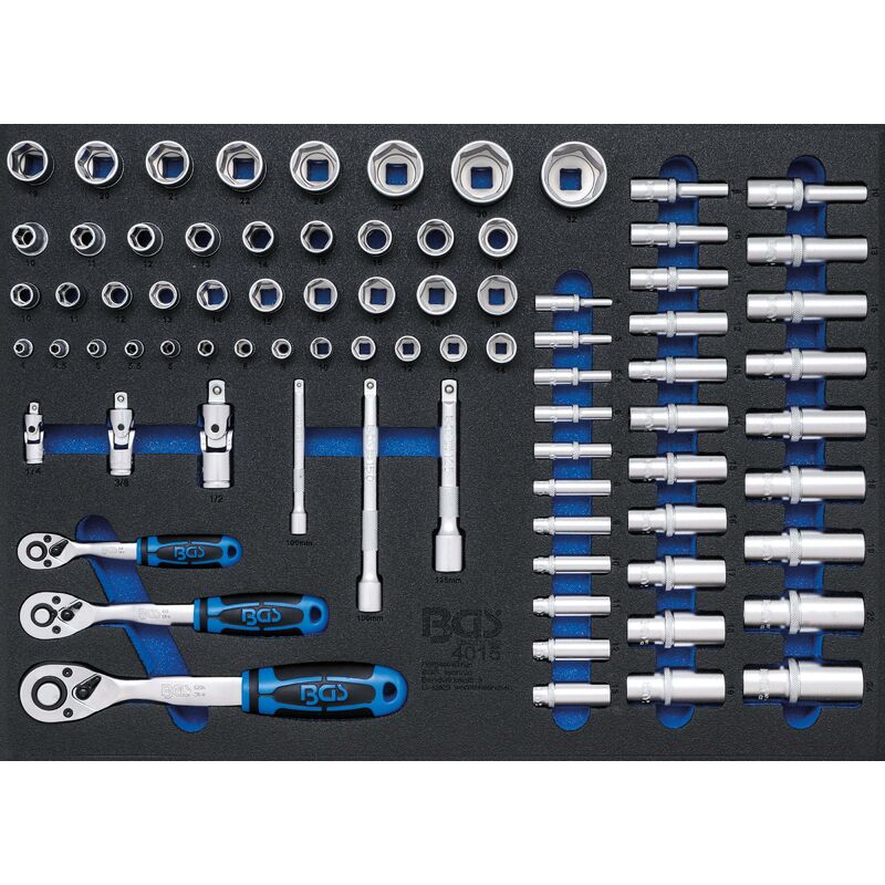 foto del prodotto bgs technic modulo per carrelli portautensili 3 3 serie di bussole 80 pz.