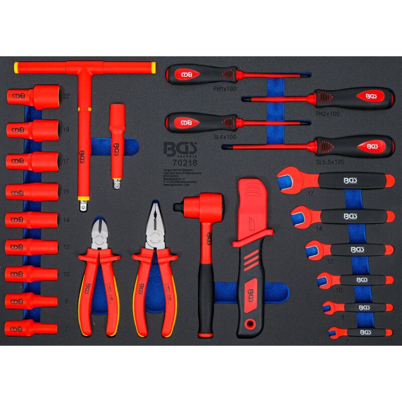 foto del prodotto bgs technic - modulo per carrelli portautensili 3/3: serie di bussole per elettricisti 10 mm (3/8') 26 pz.