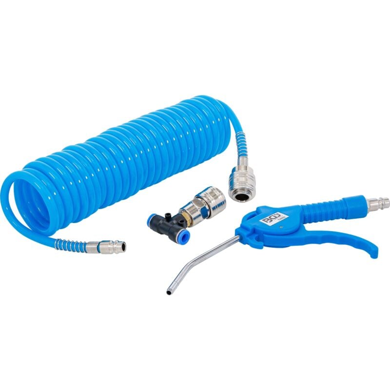 foto del prodotto bgs technic pistola pneumatica per soffiaggio con tubo a spirale pneumatico e connettore a t