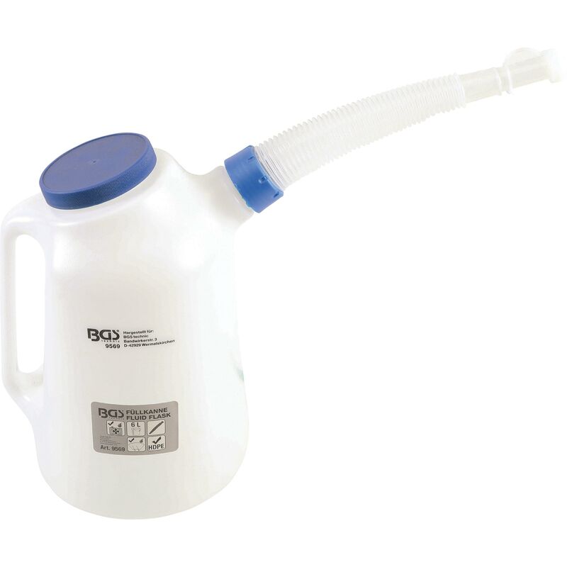 foto del prodotto bgs technic recipiente per fluidi con beccuccio e coperchio flessibili 6 l