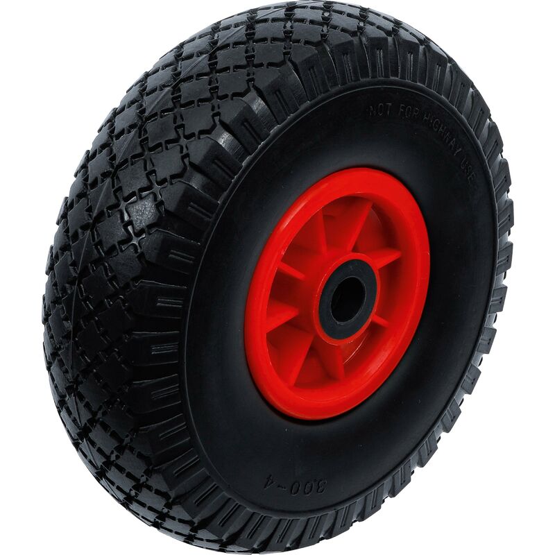 foto del prodotto bgs technic ruota senza camera d aria per carrello poliuretano, rosso nero 260 mm