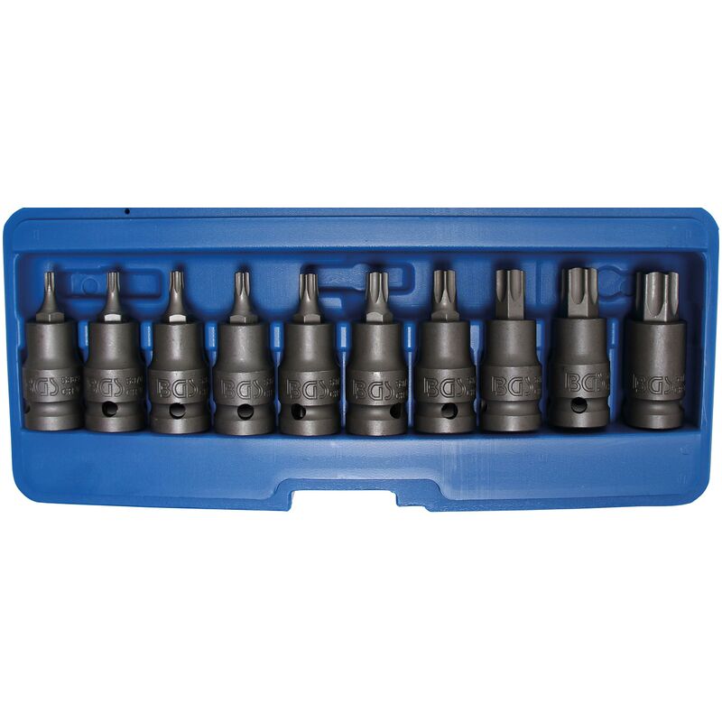 foto del prodotto bgs technic serie di bussole 12,5 mm 1 2 profilo a t per torx t20 t70 10 pz.