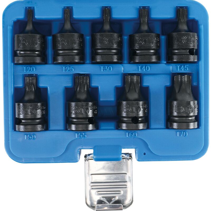 foto del prodotto bgs technic serie di bussole 12,5 mm 1 2 profilo a t per torx t20 t70 9 pz.