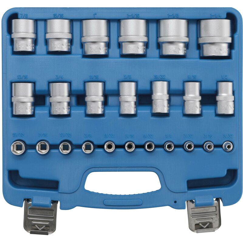 foto del prodotto bgs technic serie di bussole, esagonali 6,3 mm 1 4 , 12,5 mm 1 2 pollici 24 pz.