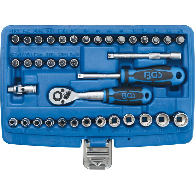 foto del prodotto bgs technic serie di bussole gear lock 6,3 mm 1 4 38 pz.