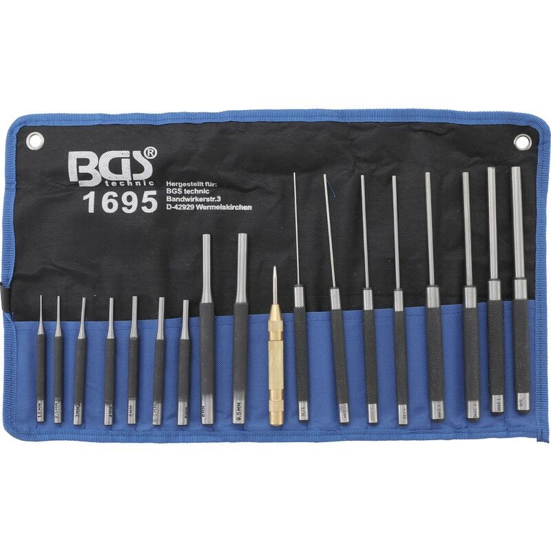 foto del prodotto bgs technic serie di cacciaspine 100 150 200 mm 1,5 9,5 mm incl. punteruoli 18 pz.
