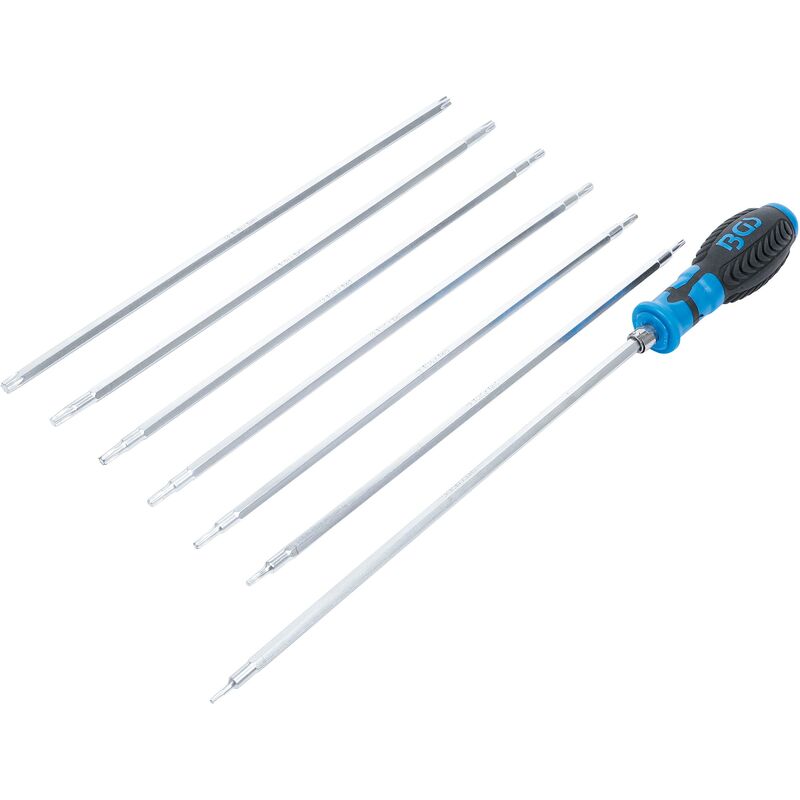 foto del prodotto bgs technic serie di cacciaviti con lame intercambiabili profilo a t per torx profilo a t per torx plus con alesatura 8 pz.