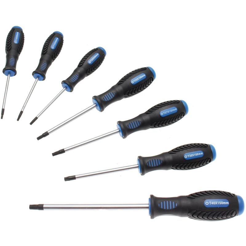 foto del prodotto bgs technic serie di cacciaviti profilo a t per torx con alesatura t10 t40 7 pz.