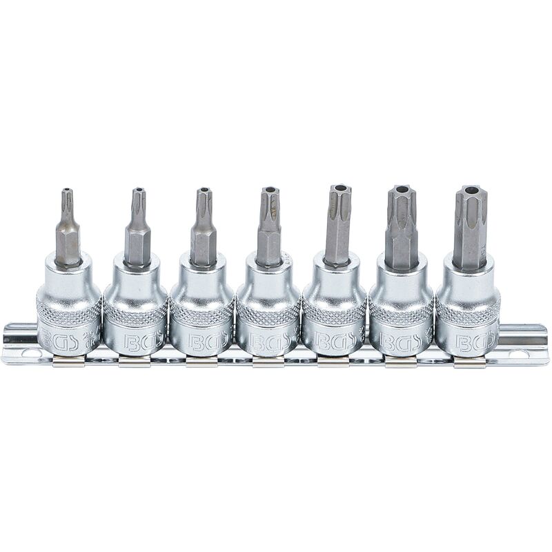foto del prodotto bgs technic serie di chiavi a bussola 10 mm 3 8 profilo a t per torx con alesatura t15 t50 7 pz.
