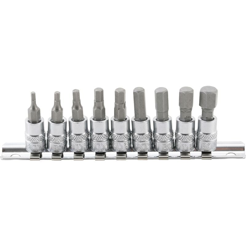 foto del prodotto bgs technic serie di chiavi a bussola 6,3 mm 1 4 esagono interno 3 32 3 8 dimensioni in pollici 9 pz.