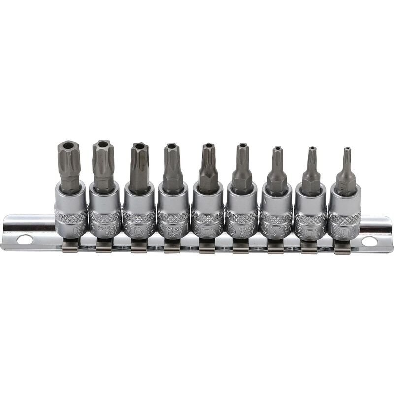 foto del prodotto bgs technic serie di chiavi a bussola 6,3 mm 1 4 profilo a t per torx con alesatura t10 t50 9 pz.