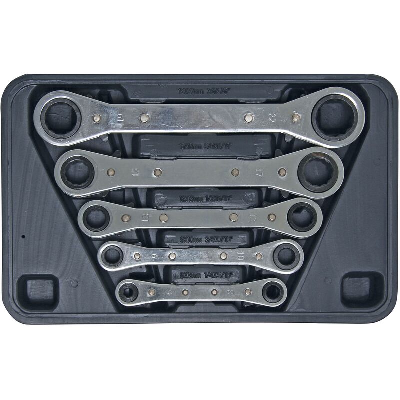 foto del prodotto bgs technic serie di chiavi a cricchetto, dritto, reversibile 6 x 8 19 x 22 mm 5 pz.