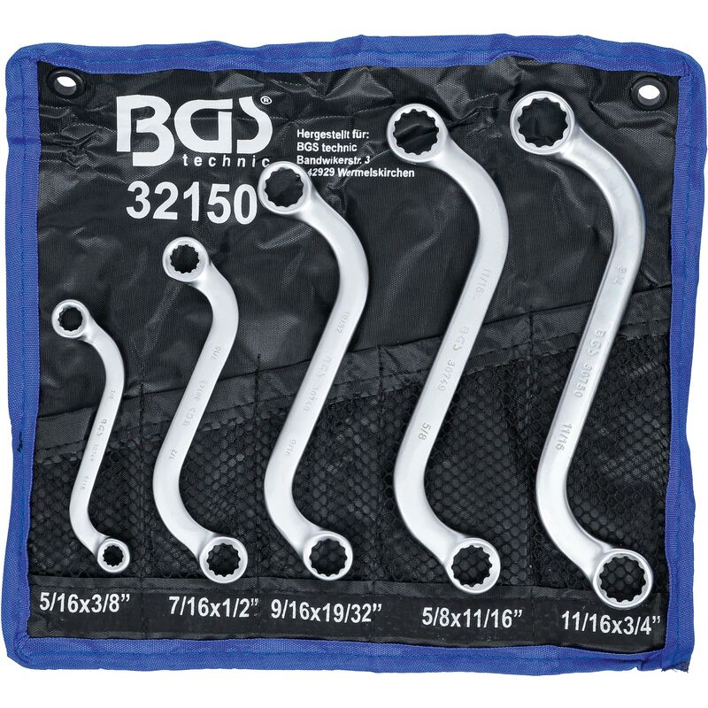 foto del prodotto bgs technic serie di chiavi a doppio anello a forma di s dimensioni in pollici 3 8 3 4 5 pz.