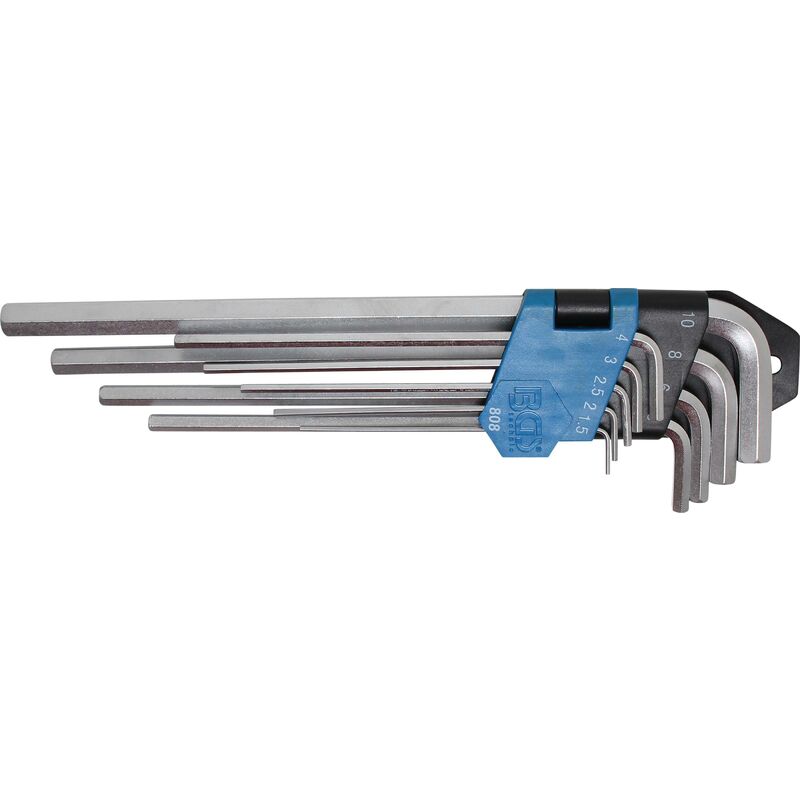 foto del prodotto bgs technic serie di chiavi ad angolo extra lunghe esagono interno 1,5 10 mm 9 pz.