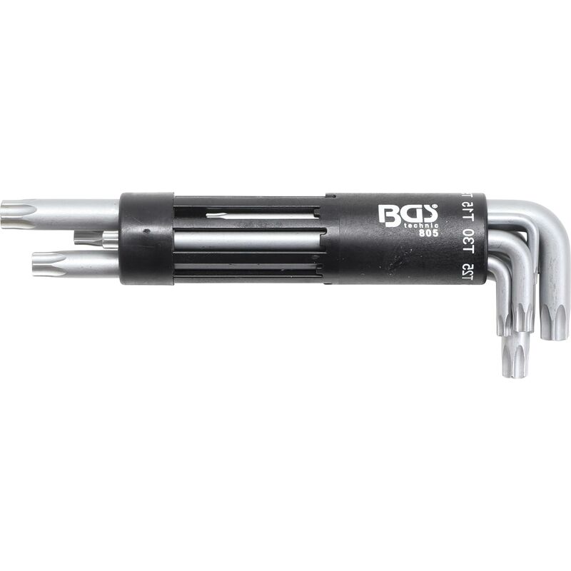 foto del prodotto bgs technic serie di chiavi ad angolo extra lunghe profilo a t per torx con alesatura t10 t50 8 pz.