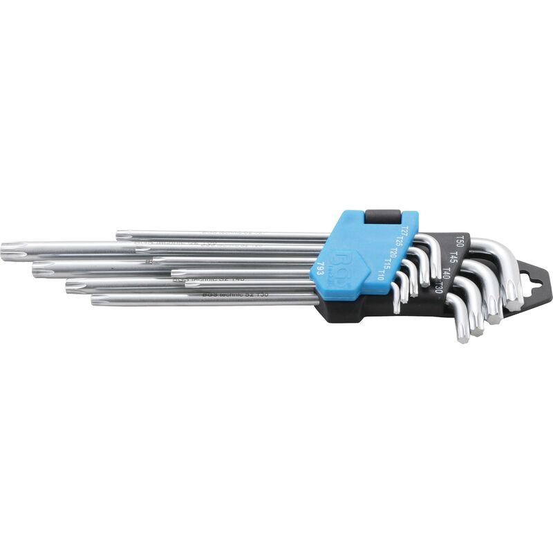 foto del prodotto bgs technic serie di chiavi ad angolo extra lunghe profilo a t per torx t10 t50 9 pz.