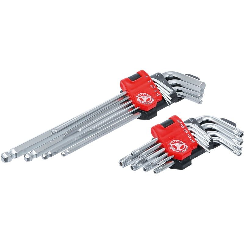 foto del prodotto bgs technic serie di chiavi ad angolo lunghe profilo a t per torx t10 t50 1,5 10 mm 18 pz.