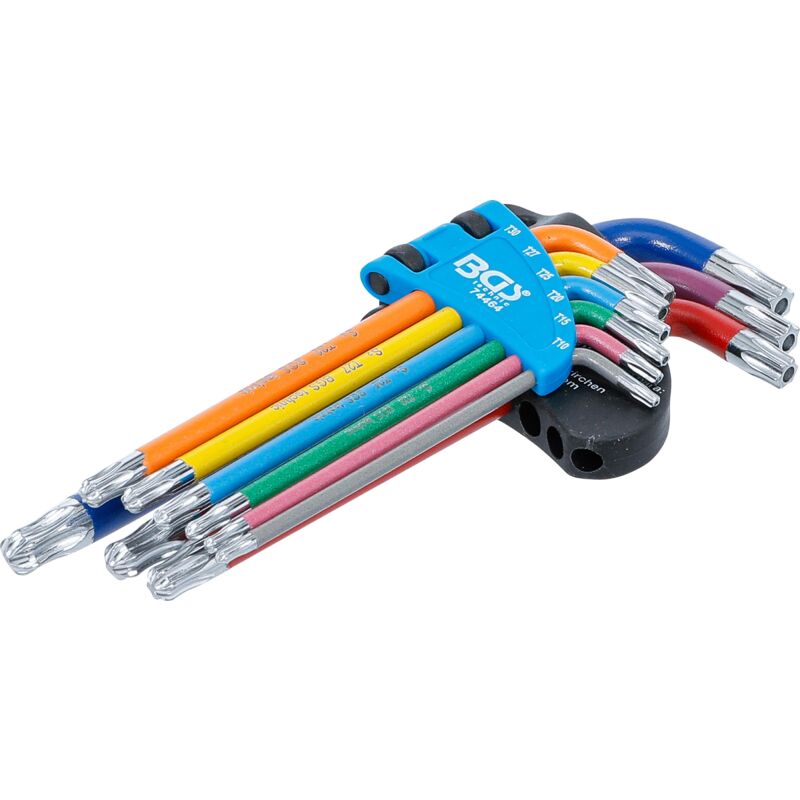 foto del prodotto bgs technic serie di chiavi ad angolo multicolore profilo a t per torx con foro e testa sferica t10 t50 9 pz.