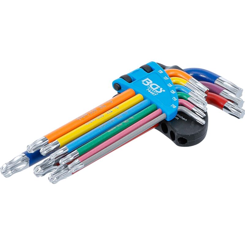 foto del prodotto bgs technic serie di chiavi ad angolo multicolore profilo a t per torx con testa sferica t10 t50 9 pz.