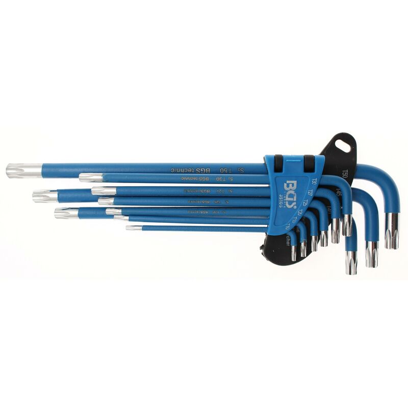 foto del prodotto bgs technic serie di chiavi ad angolo profilo a t per torx profilo a t per torx con alesatura t10 t50 9 pz.