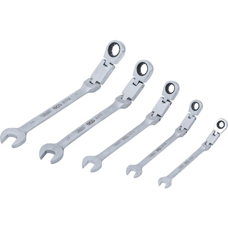 foto del prodotto bgs technic serie di chiavi combinate a cricchetto con doppio snodo regolabile 8 19 mm 5 pz