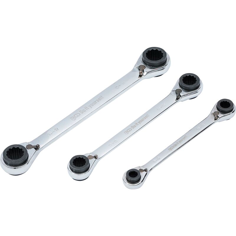 foto del prodotto bgs technic serie di chiavi combinate a doppio cricchetto 4 in 1 8 x 9 x 18 x 19 mm