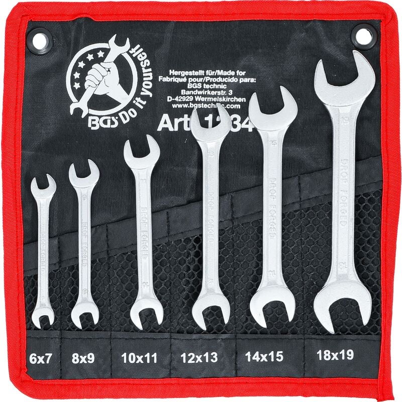 foto del prodotto bgs technic serie di chiavi combinate anello forchetta 6 x 7 18 x 19 mm 6 pz.