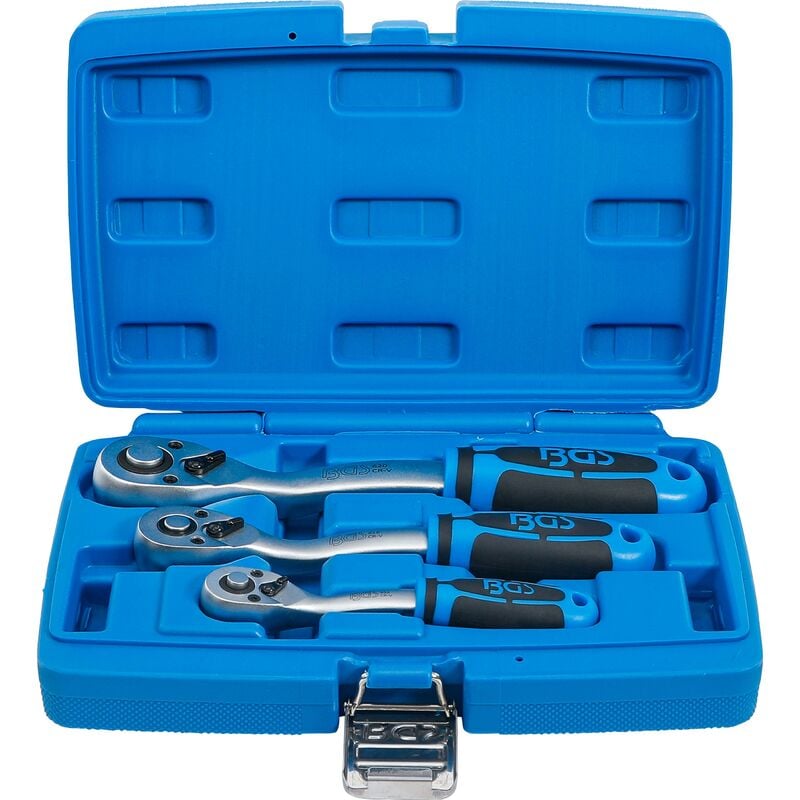 foto del prodotto bgs technic serie di cricchetti reversibili dentatura fine 6,3 mm 1 4 10 mm 3 8 12,5 mm 1 2 3 pz.