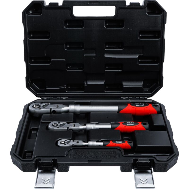 foto del prodotto bgs technic serie di cricchetti reversibili estensibile, snodabile 6,3 mm 1 4 10 mm 3 8 12,5 mm 1 2 3 pz.