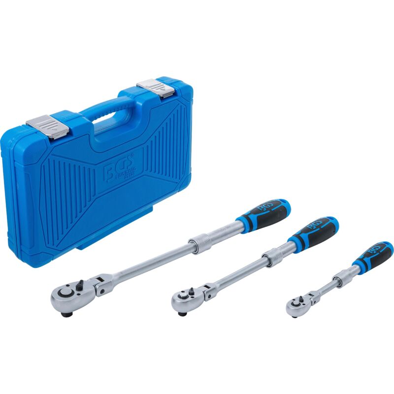 foto del prodotto bgs technic serie di cricchetti reversibili estensibile, snodabile 6,3 mm 1 4 10 mm 3 8 12,5 mm 1 2 3 pz.
