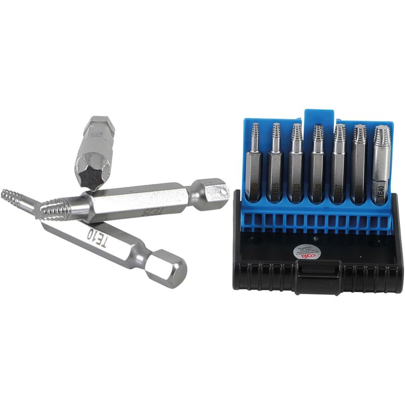 foto del prodotto bgs technic serie di estrattori viti per profilo a t difettoso per torx t10 t40 7 pz.