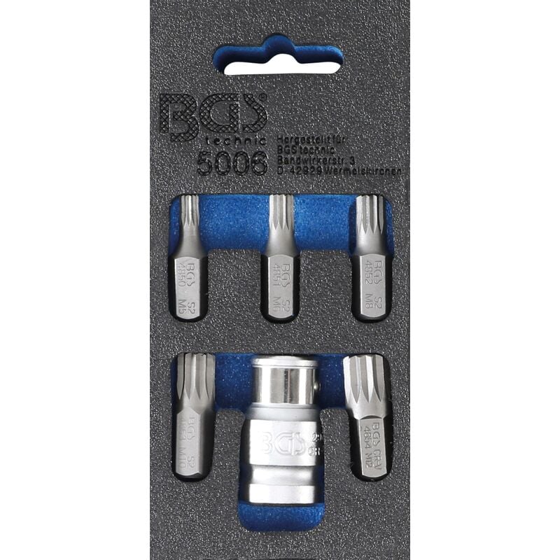 foto del prodotto bgs technic serie di inserti per cacciavite attacco esagono esterno 10 mm 3 8 poligonale interno per xzn 6 pz.