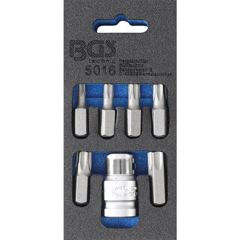 foto del prodotto bgs technic serie di inserti per cacciavite attacco esagono esterno 10 mm 3 8 profilo a t per torx 7 pz.