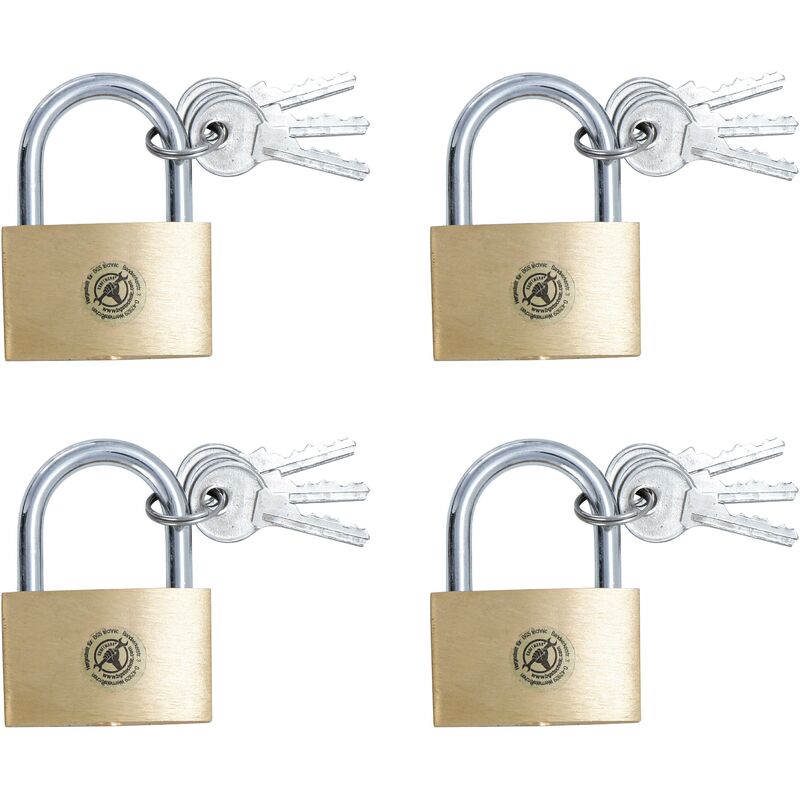 foto del prodotto bgs technic serie di lucchetti in ottone a chiave unica 40 mm 4 pz.