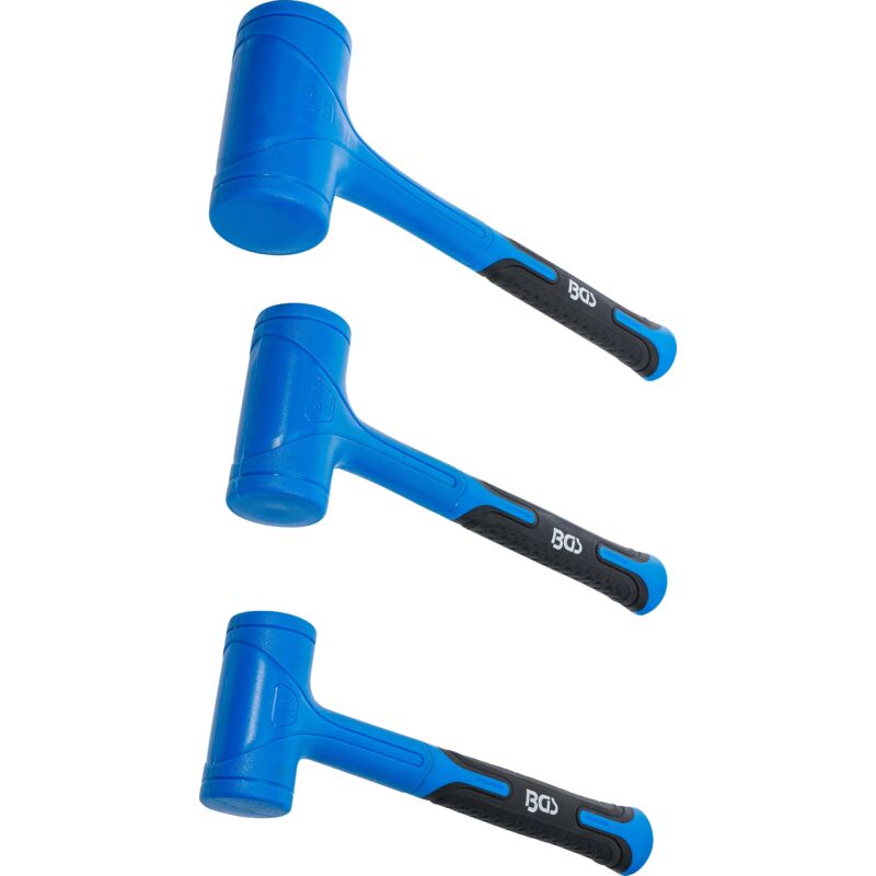 foto del prodotto bgs technic serie di mazzuole antirimbalzo 47 55 65 mm 450 765 1275 g 3 pz.