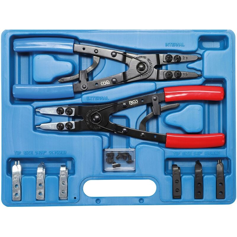 foto del prodotto bgs technic serie di pinze per anelli seeger punte intercambiabili 10 pz.