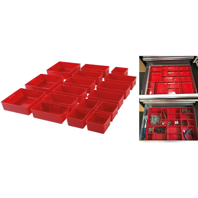 foto del prodotto bgs technic serie di ripiani in plastica per carrello portautensili 17 pz.