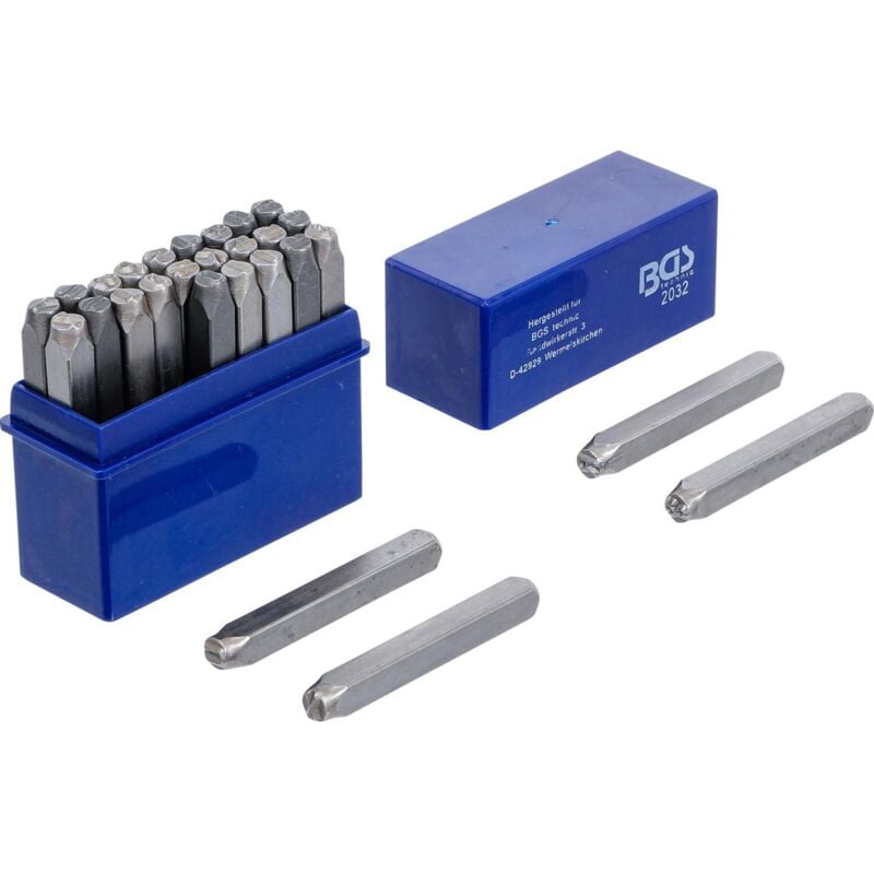 foto del prodotto bgs technic set 27 punzoni alfabeto per marcatura bgs lettere 5 mm